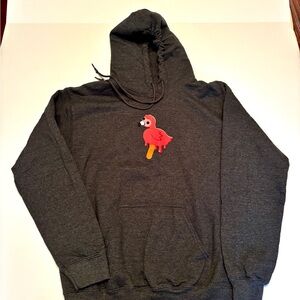 Flamingo Popsicle Graphic Hoodie Heather Blue Size S Gildan Heavy Blend